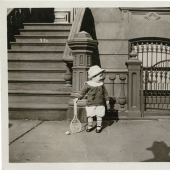 13 vintage photographs on which people are haunted by the shadow of the unknown in the hat