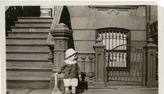 13 vintage photographs on which people are haunted by the shadow of the unknown in the hat