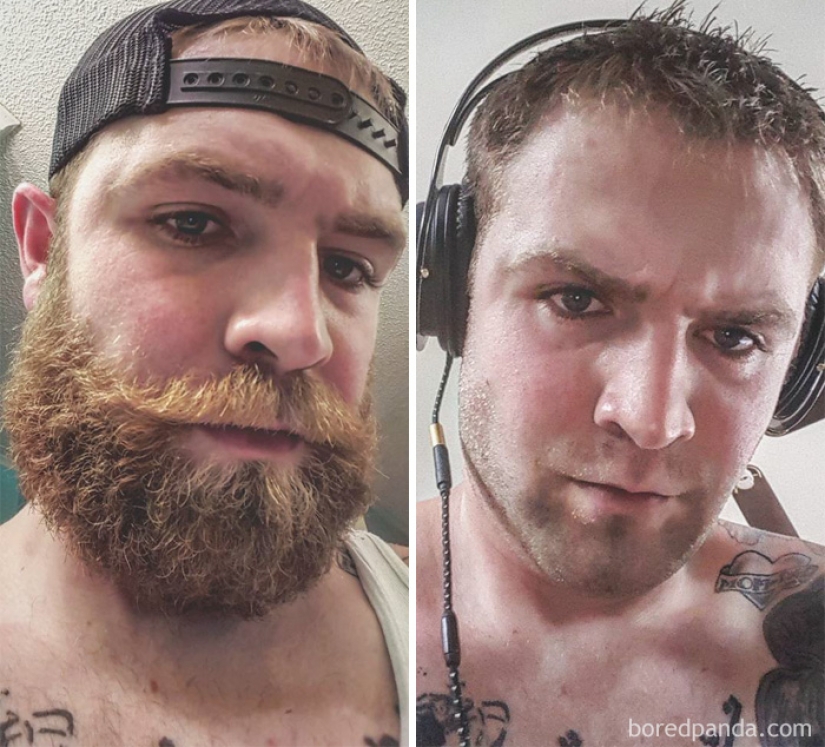 30 men with a beard and without it. It's exactly the same people?