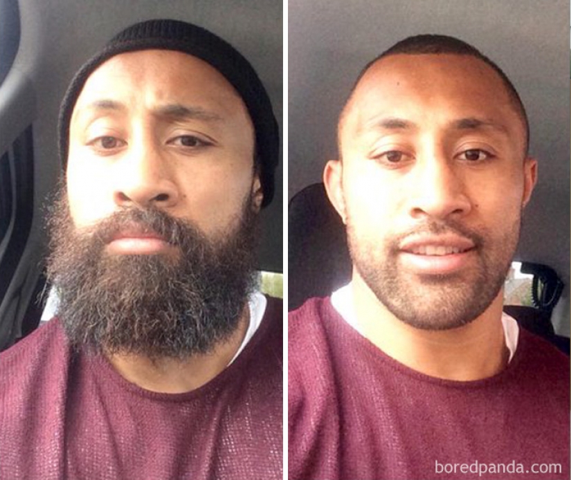 30 men with a beard and without it. It's exactly the same people?