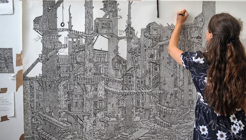 A world on paper: the Briton creates incredible landscapes in pen