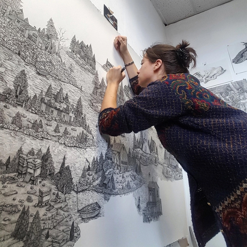 A world on paper: the Briton creates incredible landscapes in pen