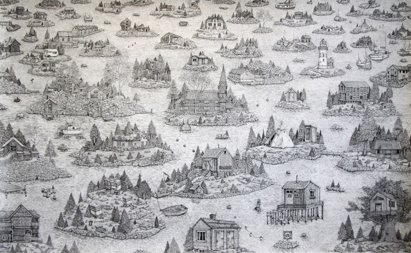 A world on paper: the Briton creates incredible landscapes in pen