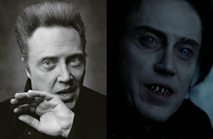 Actors from horror films with makeup and without