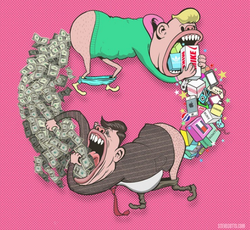All the sins of our world in a satirical illustrations by Steve Cutts