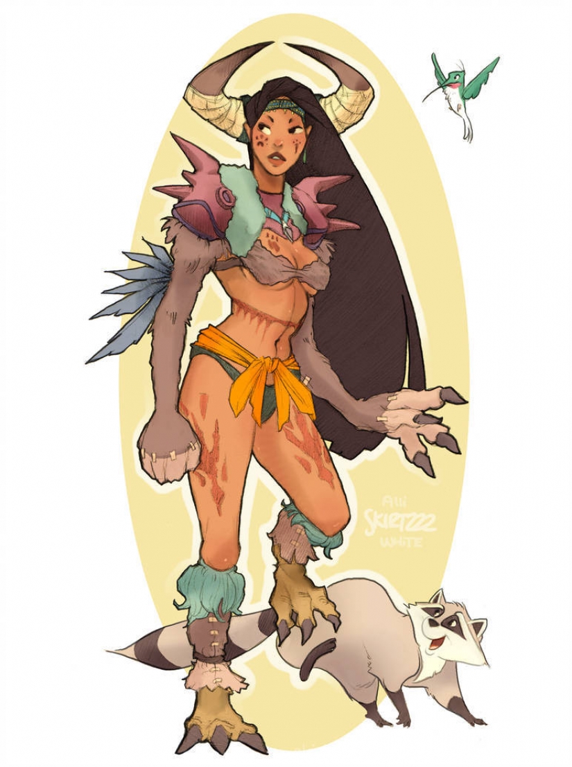 Artillero de la Nieve blanca, Berserker Pocahontas y otros la belleza de disney en la forma en que los personajes del juego