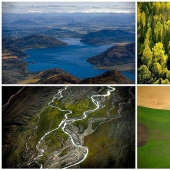 Autumn in the mountains of Kazakhstan from height of bird's flight