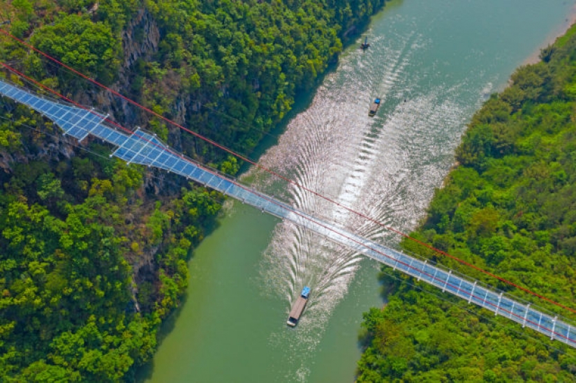 China has opened the suspended glass bridge and immediately set several world records