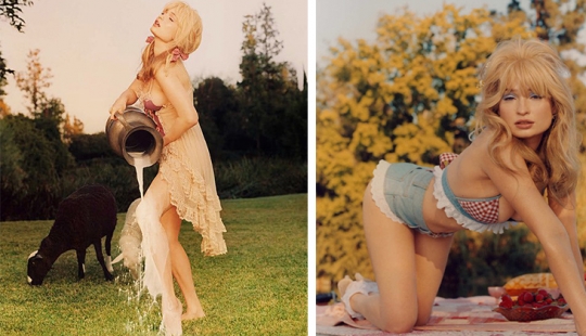 Cottagecore: las Niñas en vestidos retro en el telón de fondo de idilio rural — una nueva tendencia de las redes sociales