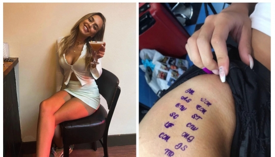 Drunk tattoo: British woman woke up and found on the body of the names of the seven guys that spent the night Drunk tattoo: British woman woke up and found on the body of the names of the seven guys that spent the night