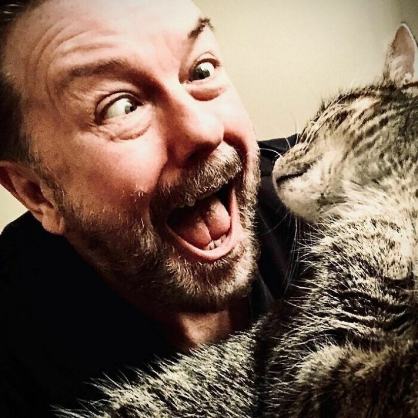 El Actor Ricky Gervais pensado para llevar al gato a la sobreexposición, pero ella cambió sus planes