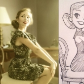 El artista dibuja versiones de la historieta de la gente