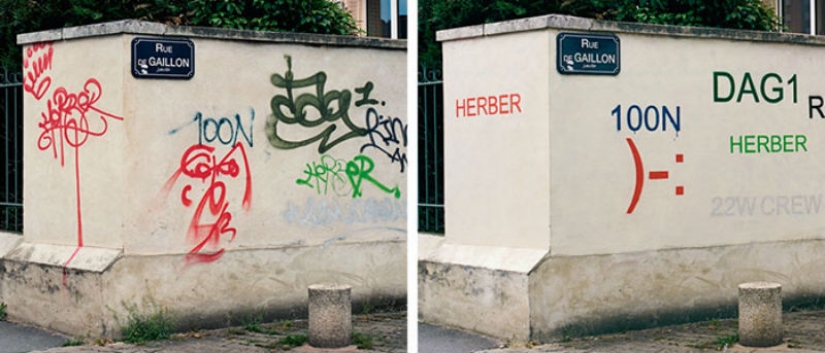 El artista francés corrige el feo graffiti