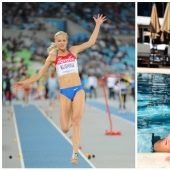 El atleta de la belleza de Rusia se ofrece una gran cantidad de trabajo en una elite escort