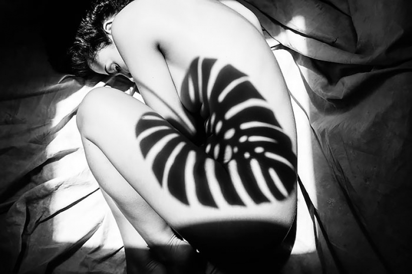 El fotógrafo Emilio Jiménez cubierto de chicas desnudas con sombra natural