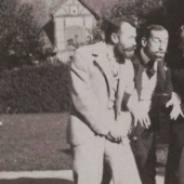 Emperor Nicholas II fooling around with friends on pictures 1899