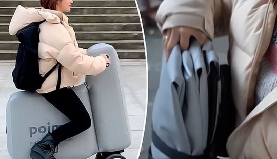 En Japón creó un hinchable electro-scooter que cabe fácilmente en una mochila