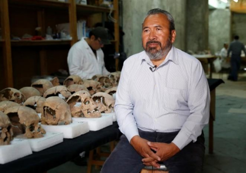 En la ciudad de México descubrió el Azteca torre de cráneos humanos