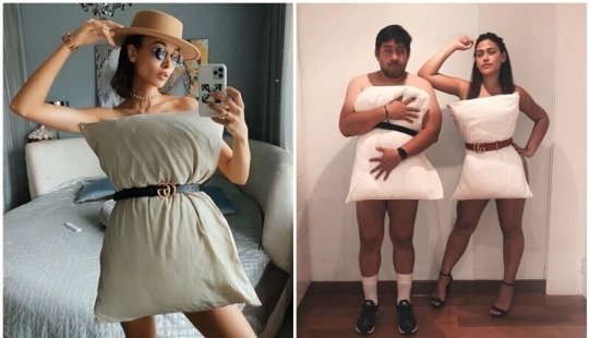 En la red aparecieron los nuevos cuarentena tendencia — vestido-almohada