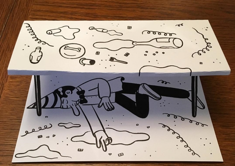 Experiments with paper: comic 3D drawings of the Danish painter