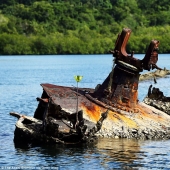 Fighting machines of world war II, lost on a remote island in the Pacific ocean