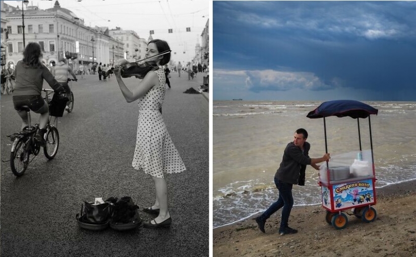 Fotos de una persona, que está de viaje en Rusia con una cámara en sus manos