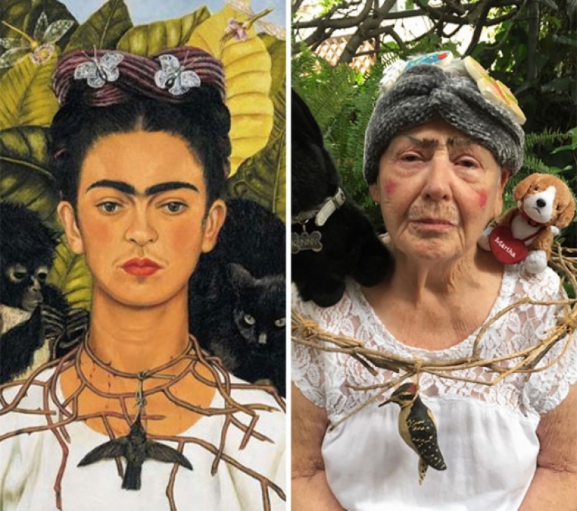 Hija y a sus 83 años de edad y madre de recrear obras de arte en cuarentena