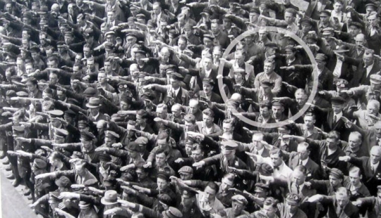 History Aug Landmesser — the person in the picture, not raised his hand in a Nazi salute History Aug Landmesser — the person in the picture, not raised his hand in a Nazi salute