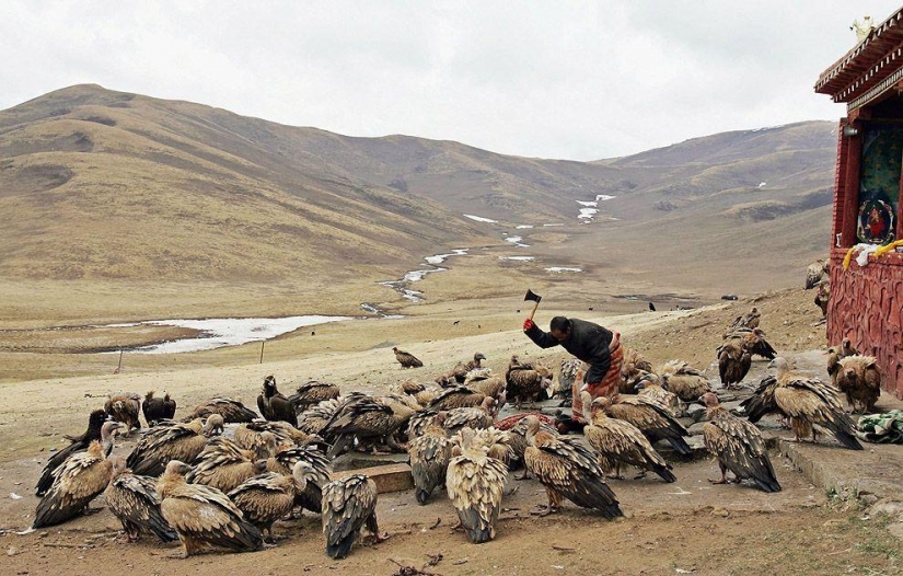 How is "sky burial" in Tibet