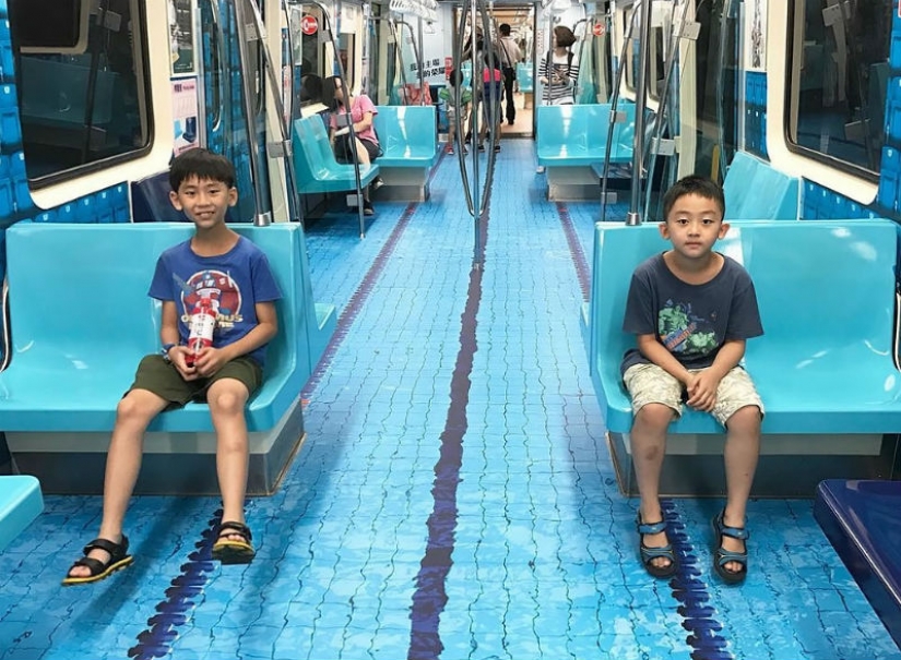 In Taipei subway cars turned into sports fields