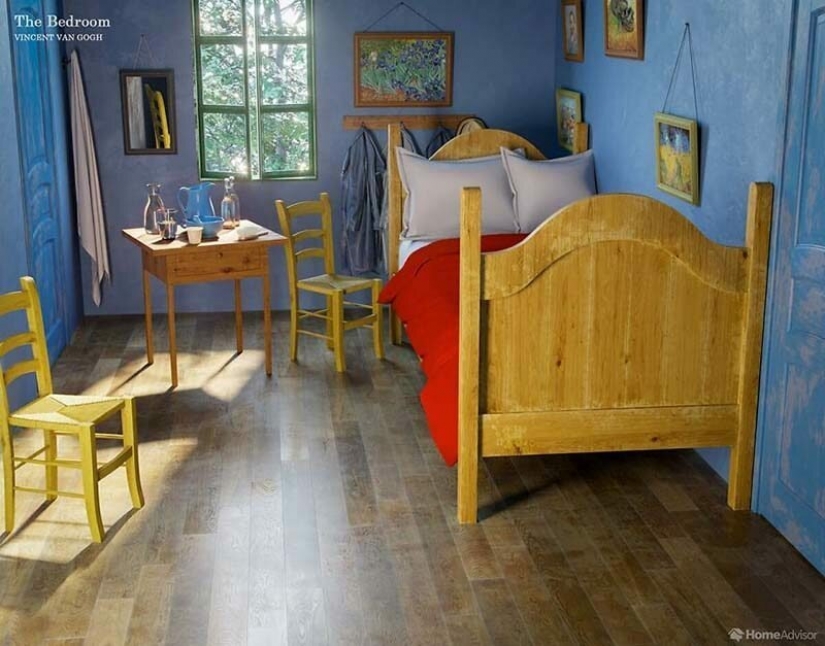 In the bedroom van Gogh: how would look the interiors with paintings by famous artists