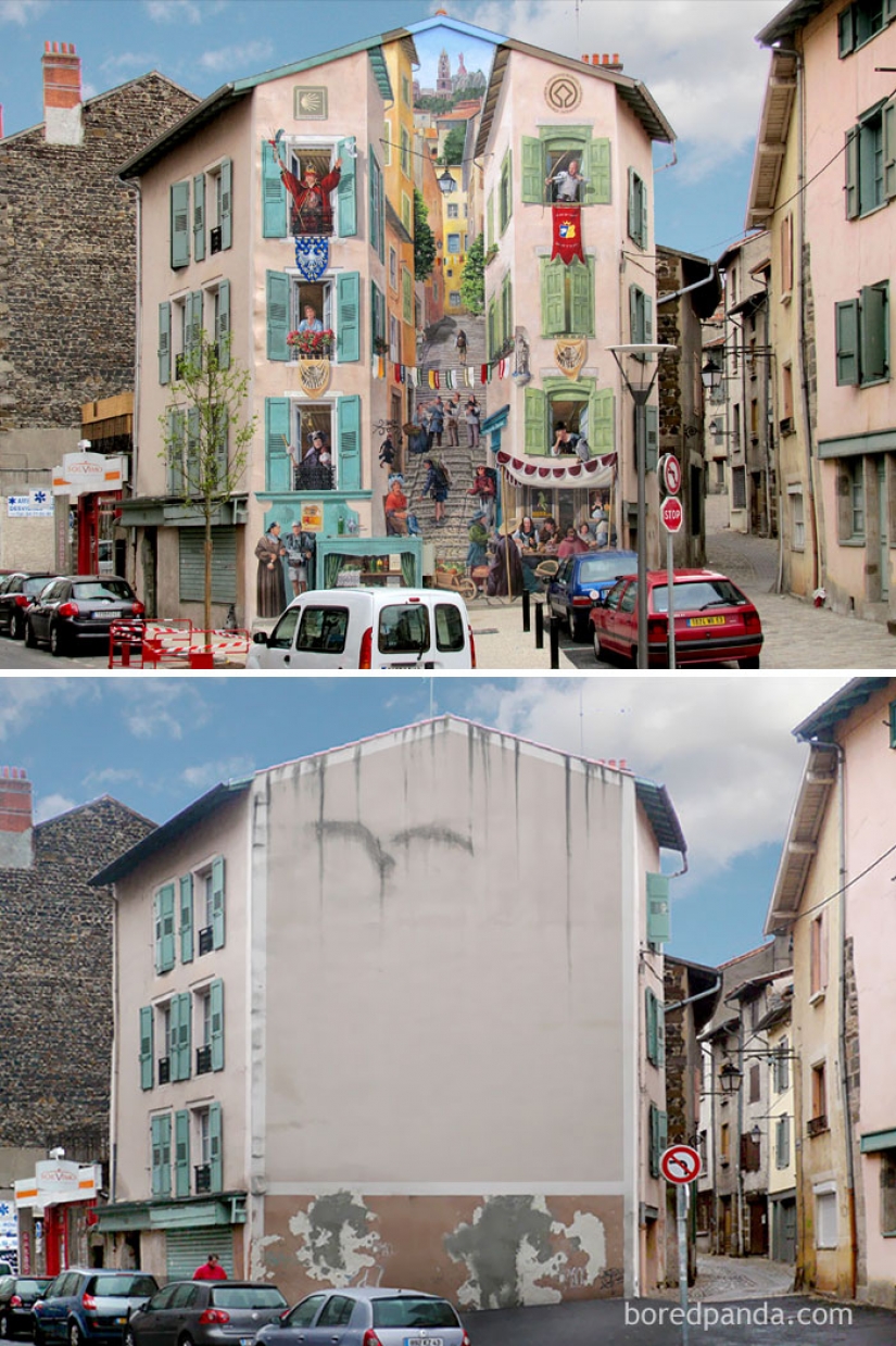 Increíble arte callejero. Antes y después de