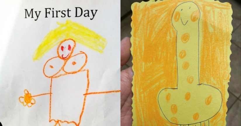 Innocent children's drawings, which look absolutely indecent