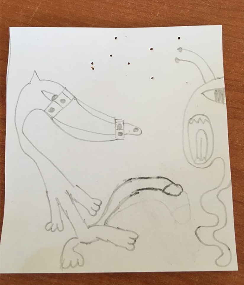Innocent children's drawings, which look absolutely indecent