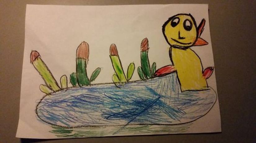 Innocent children's drawings, which look absolutely indecent