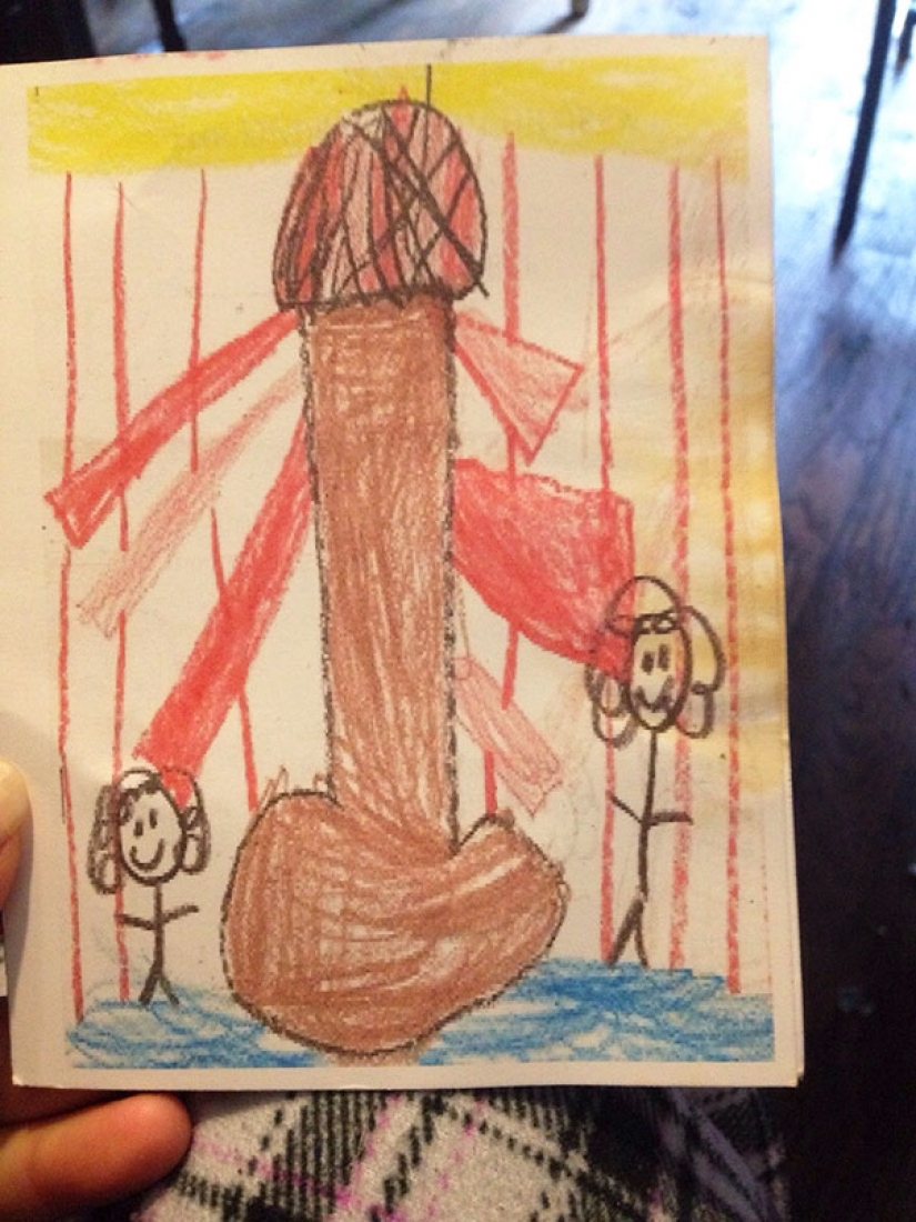 Innocent children's drawings, which look absolutely indecent