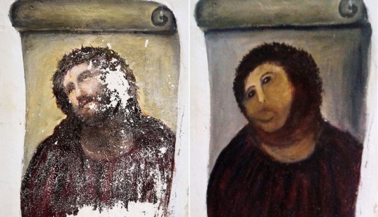 Jesus or the potato? Like a broken mural has enriched the whole city