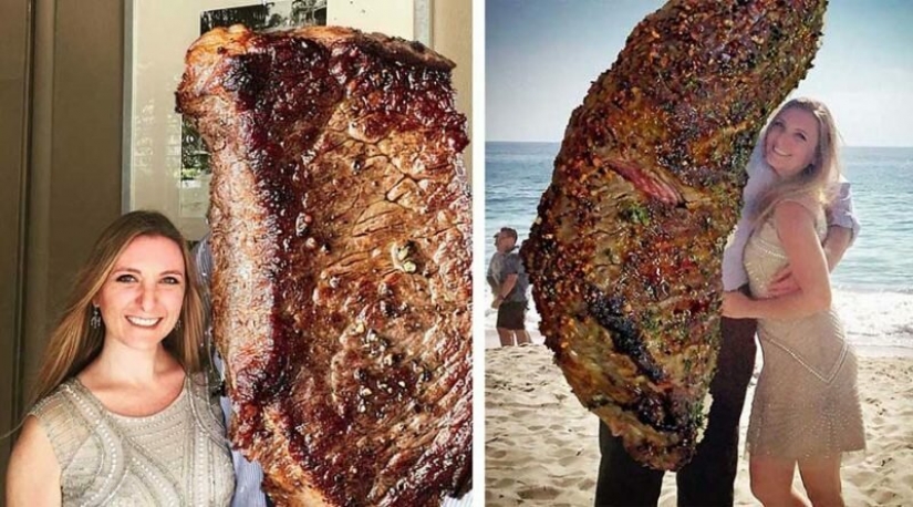 Just a piece of meat: as the girl replaced the former at the steak