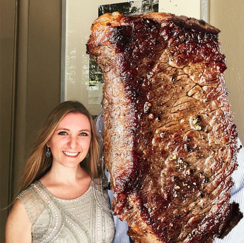Just a piece of meat: as the girl replaced the former at the steak