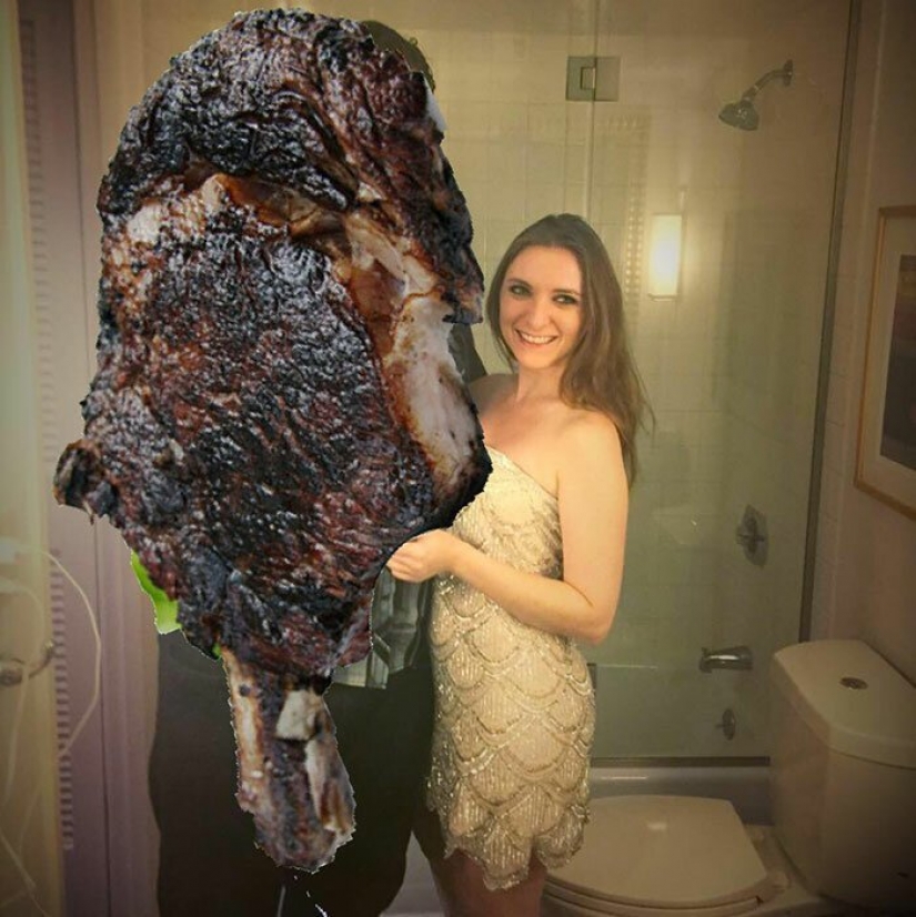 Just a piece of meat: as the girl replaced the former at the steak