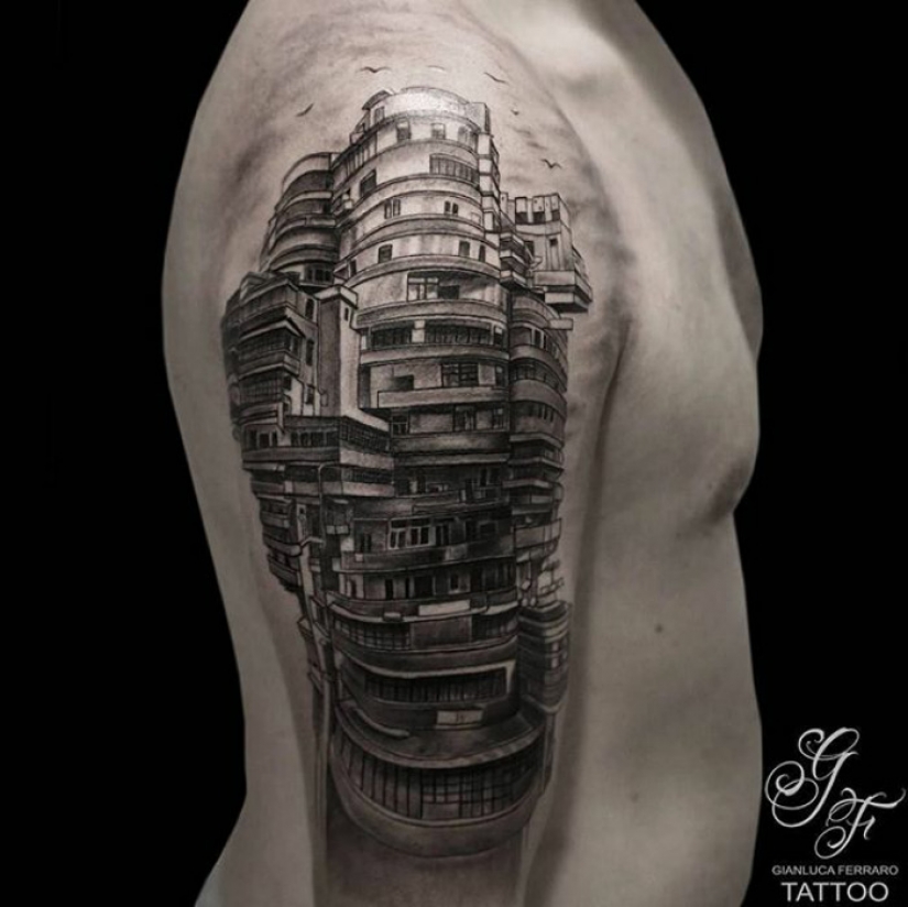 La ciudad por encima de la suela: exquisita arquitectura del tatuaje