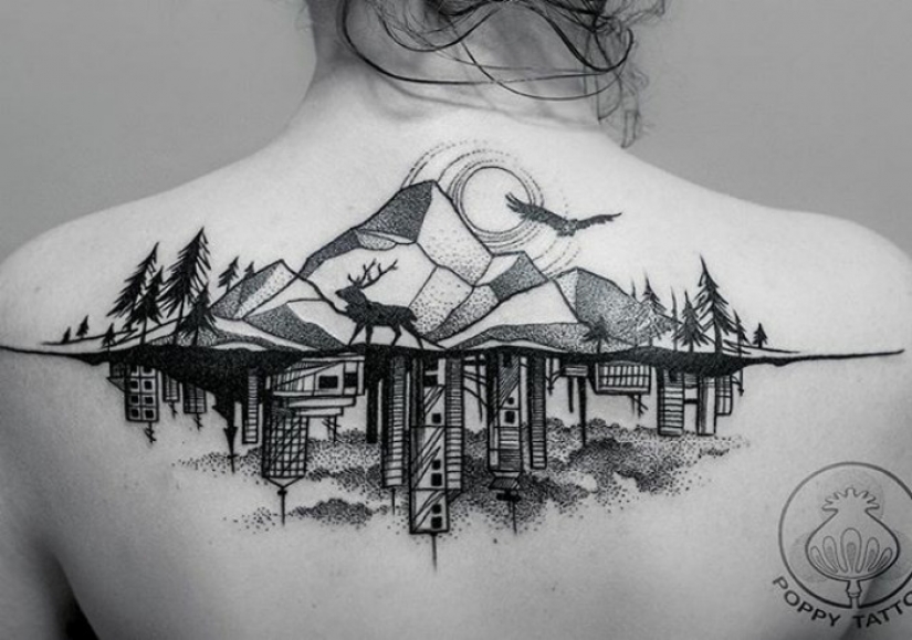 La ciudad por encima de la suela: exquisita arquitectura del tatuaje