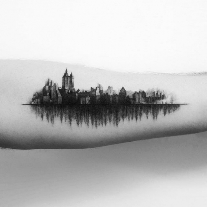 La ciudad por encima de la suela: exquisita arquitectura del tatuaje