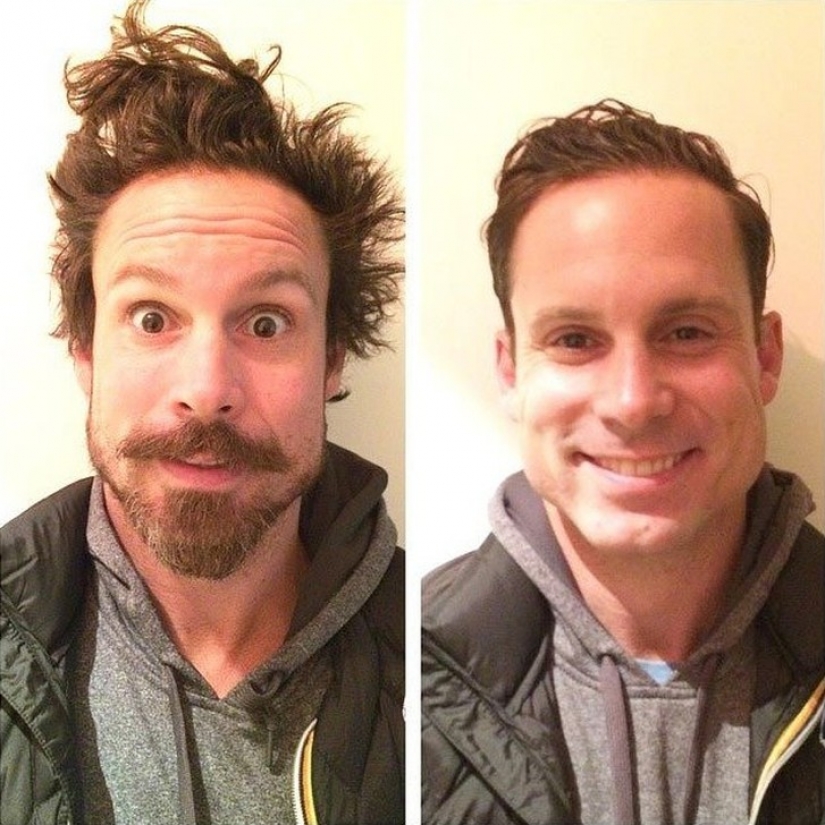 La diferencia es obvia: convierte los 20 hombres antes y después de recibir un corte de pelo y afeitado