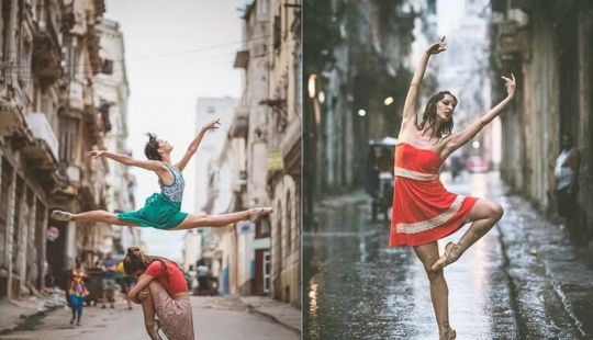 La pasión de los Cubanos y el ballet ruso de la escuela: calle fotos de los bailarines