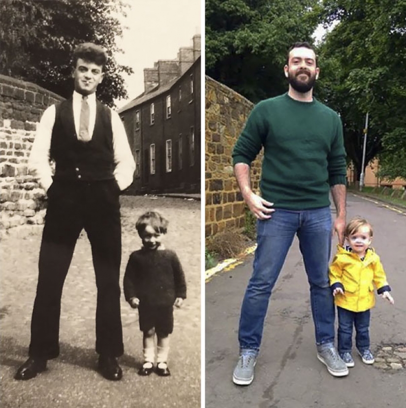 Launch the time machine: 25 photos of grandparents, who recreated their grandchildren