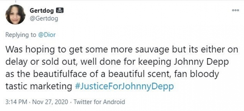 Los Fans de johnny Depp comprar perfume Dior en apoyo del actor