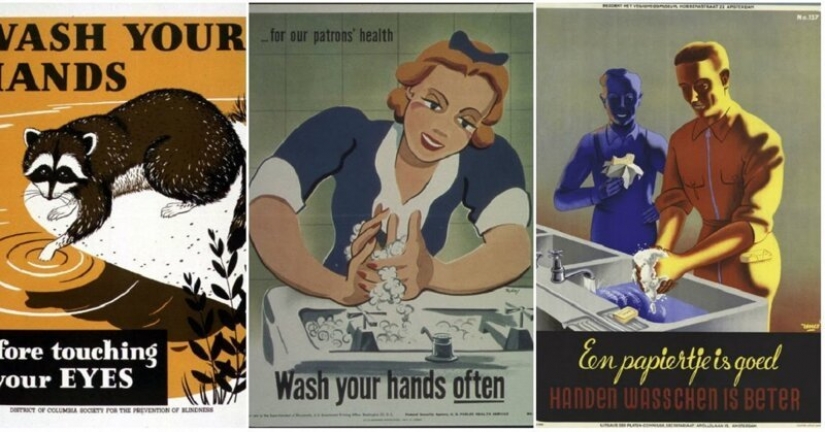 Miró como la higiene carteles de propaganda en los diferentes países