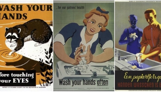 Miró como la higiene carteles de propaganda en los diferentes países