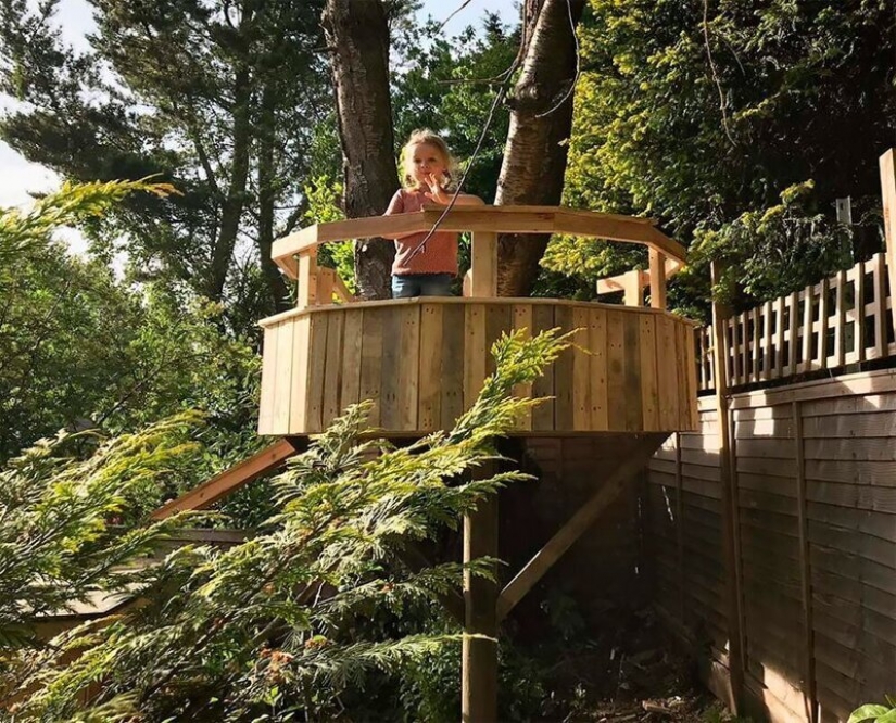 My daughter loved it! Tree house from old boards, which was built by a caring father